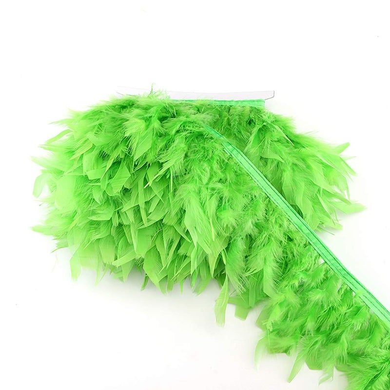 Sowder Turkey Feathers Trim Fringe for Party Wedding Dress Sewing Crafts Costumes Decoration Pack of 2 Yards (Lime Green) - Image 2
